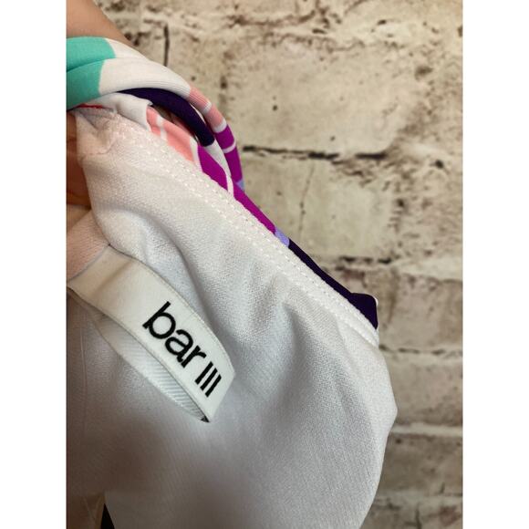 Bar III Bathing Suit Womens Medium One Piece Rainbow Striped Open Back Cutout - Picture 11 of 14